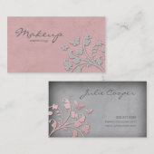 Carte De Visite Rose 2 de papillon de fleur de maquilleur (Devant / Derrière)