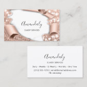 Carte De Visite Rose 3D, effet encadré Elégant maquillage cuivre (Devant / Derrière)