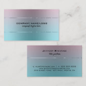 Carte De Visite Rose à bleu ombre faux acier inoxydable Look (Devant / Derrière)