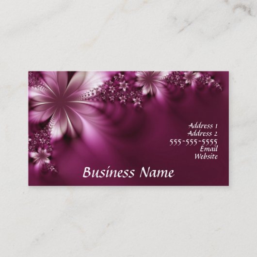 carte de visite rose à fleurs (Devant)