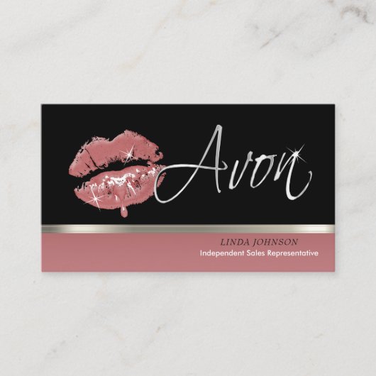Carte De Visite Rose à lèvres et argent - Avon (Devant)