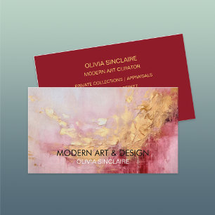 Carte De Visite Rose Abstrait Pink Paint Gold