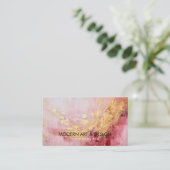 Carte De Visite Rose Abstrait Pink Paint Gold (Debout devant)