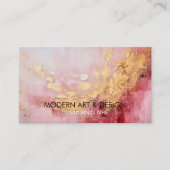Carte De Visite Rose Abstrait Pink Paint Gold (Devant)