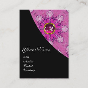 Carte De Visite ROSE AMÉTHYST MONOGRAMME FLORAL rose, noir, violet