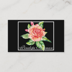 Carte De Visite Rose aquarelle dans un cadre