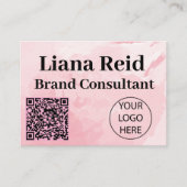 Carte de visite rose avec code qr et logo (Devant)