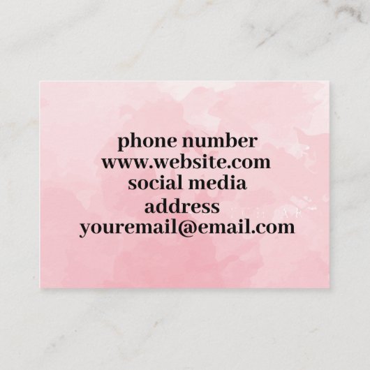 Carte de visite rose avec code qr et logo (Dos)