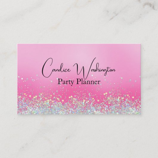 Carte De Visite Rose avec Sparkling Confetti (Devant)