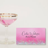 Carte De Visite Rose avec Sparkling Confetti