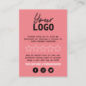 Carte De Visite Rose Back Blanc Merci Logo Médias sociaux Insertio (Dos)