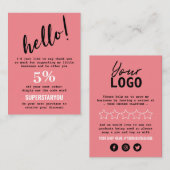 Carte De Visite Rose Back Blanc Merci Logo Médias sociaux Insertio (Devant / Derrière)