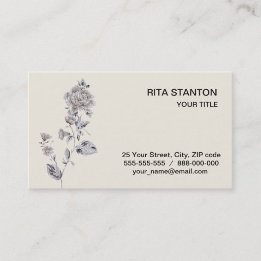 Carte De Visite Rose beige (Devant)