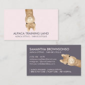 Carte De Visite Rose Beige Cute Alpaca (Devant / Derrière)