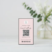 Carte De Visite Rose Black Connect Us QR Code Social Media (Debout devant)