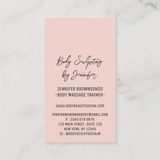 Carte De Visite Rose Blanc Élégant Femme Corps Sculpter (Dos)