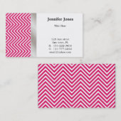 Carte de visite rose, blanc, et argenté de Chevron (Devant / Derrière)