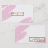 Carte de visite Rose Blanc et Or Moderne Pinceau R (Devant / Derrière)