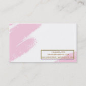 Carte de visite Rose Blanc et Or Moderne Pinceau R (Dos)