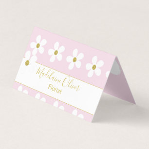 Carte De Visite Rose Blanc Floral Daisy Florisy Professionnel