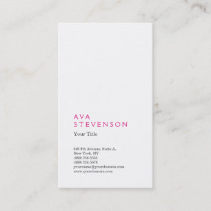 Carte De Visite Rose Blanc Minimaliste Moderne Professionnelle