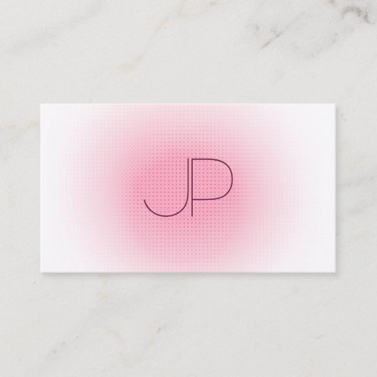Carte De Visite Rose blanc moderne Monogramme professionnel élégan (Devant)
