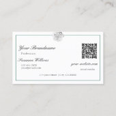 Carte De Visite Rose blanche sur vert avec logo et code QR (Dos)