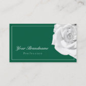 Carte De Visite Rose blanche sur vert simple et agréable (Devant)