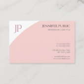 Carte De Visite Rose Bleu Blanc Élégant Simple Monogramme Moderne (Dos)