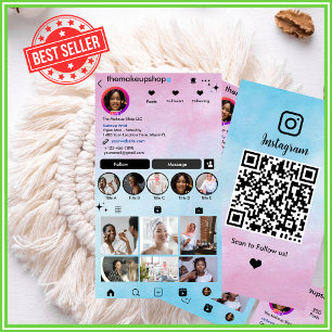 Carte De Visite Rose & Bleu   Ombre sur les Médias Sociaux