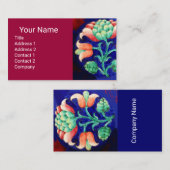 Carte De Visite ROSE BLEU VERT FLEURIE Imaginaire Fleur Cerisier R (Devant / Derrière)