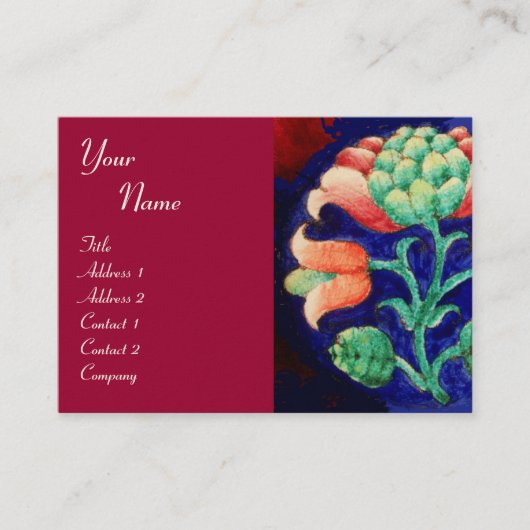 Carte De Visite ROSE BLEU VERT FLEURIE Imaginaire Fleur Cerisier R (Devant)