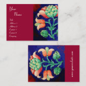 Carte De Visite ROSE BLEU VERT FLEURIE Imaginaire Fleur Cerisier R (Devant / Derrière)