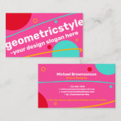 Carte De Visite Rose Bleu Vert Jaune Moderne Simple Géométrique (Devant / Derrière)