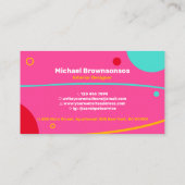 Carte De Visite Rose Bleu Vert Jaune Moderne Simple Géométrique (Dos)