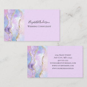 Carte De Visite Rose Bleu Violet Agate Pailleté Tendance Féminin