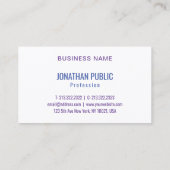 Carte De Visite Rose Bleu violet tendance Art Abstrait moderne (Dos)