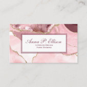 Carte De Visite Rose Blush &Gold Parties scintillant Agate QR Code (Devant)