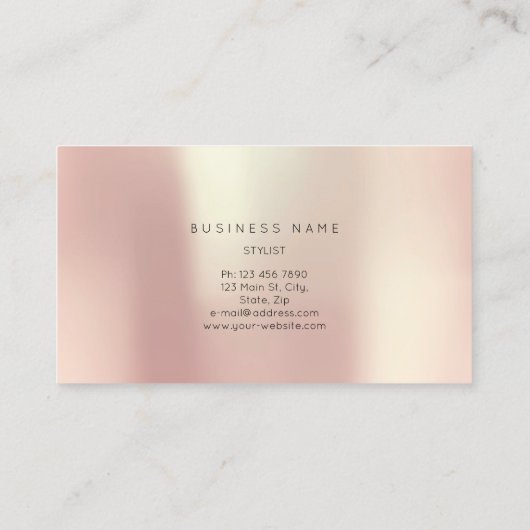 Carte De Visite Rose Blush Pearly Abstrait Minimal Silk Metallic (Dos)