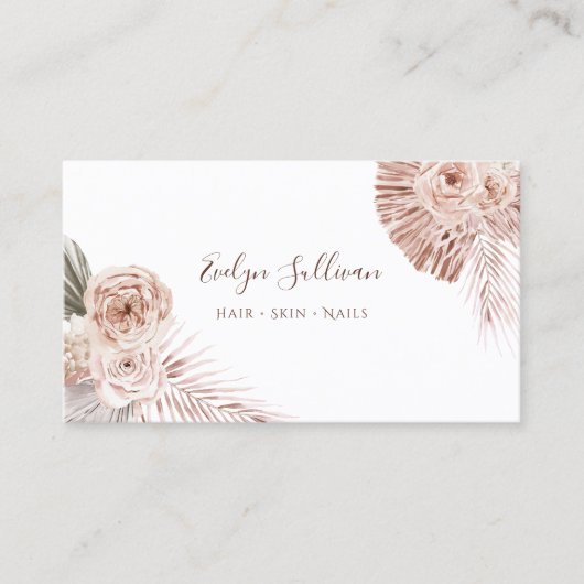 Carte de visite rose Boho (Devant)