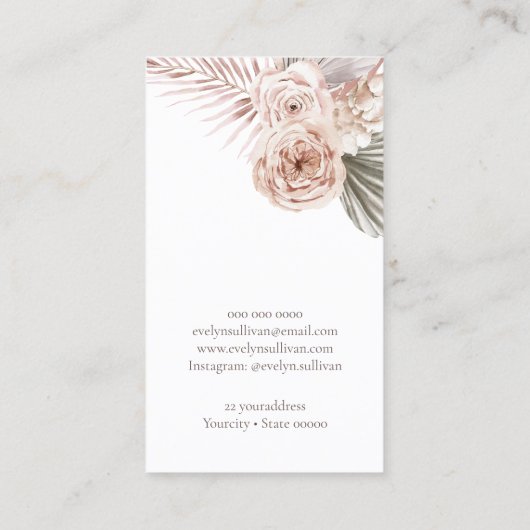 Carte de visite Rose Boho (Dos)