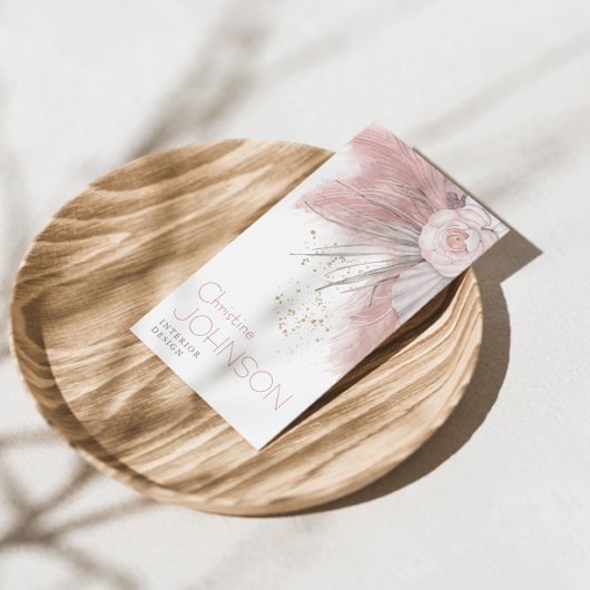 Carte De Visite Rose Boho Bohème Bohème Chic Pampas Grass