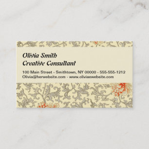 Carte De Visite Rose Botanique Gris Vintage Floral