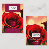 Carte De Visite Rose Boucles d'oreilles en bijoux Collier Display  (Devant / Derrière)