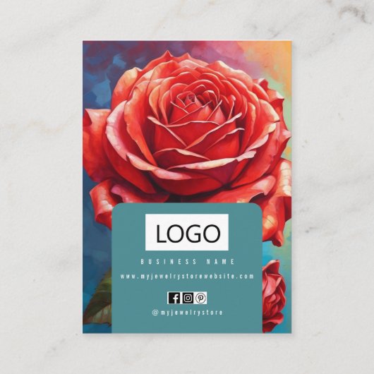 Carte De Visite Rose Boucles d'oreilles en bijoux Collier Display (Dos)