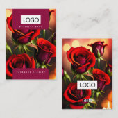 Carte De Visite Rose Boucles d'oreilles en bijoux Collier Display  (Devant / Derrière)