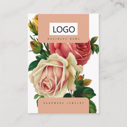 Carte De Visite Rose Boucles d'oreilles en bijoux Collier Display (Devant)