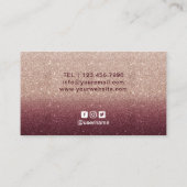 Carte De Visite Rose Bourgogne Gold Lèvres de maquillage Artiste (Dos)