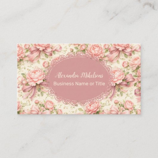 Carte De Visite Rose Bow Branding Blush Romantique (Devant)