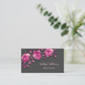 Carte De Visite Rose brillant Fleur métallique gris (Debout devant)